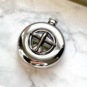 Silver Airplane Design Flask